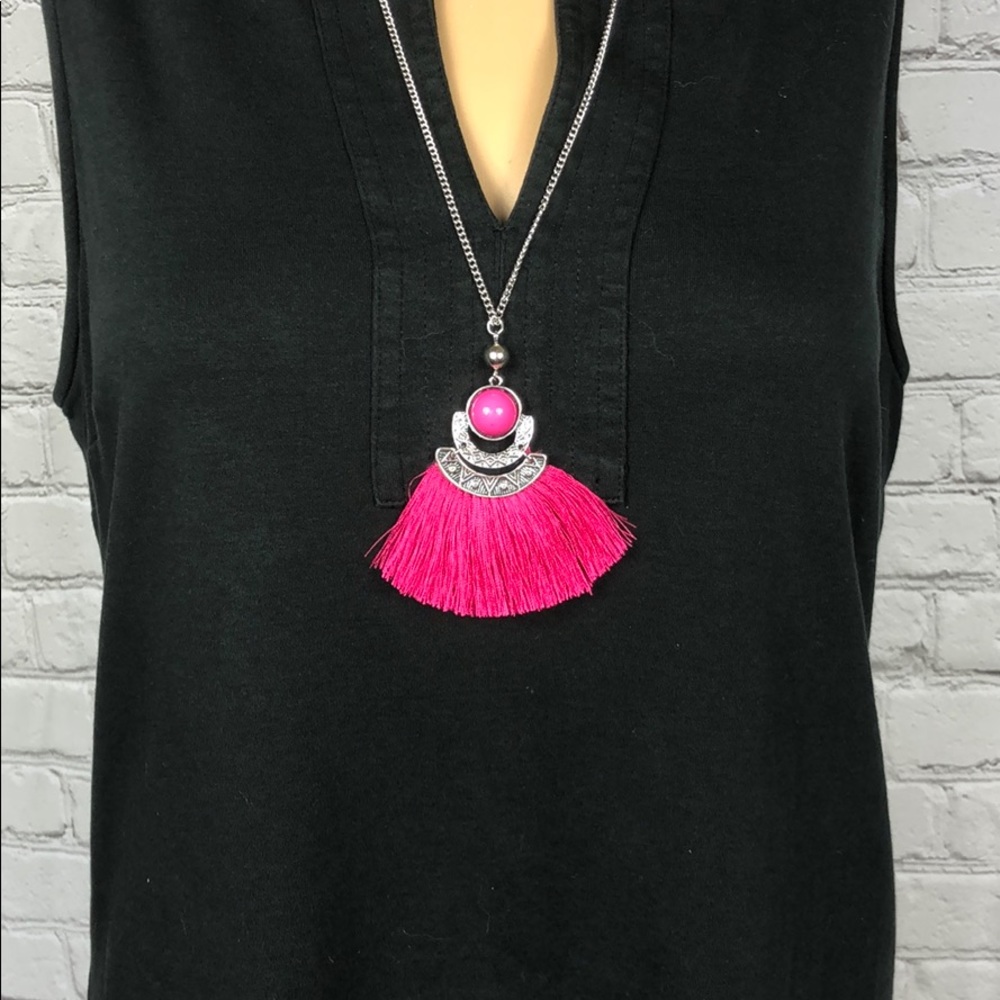 Pink Tassel Necklace New!